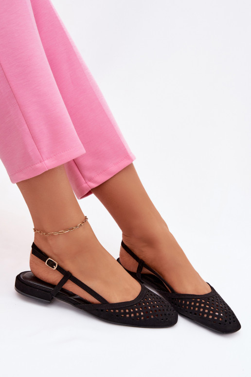 Ballerine traforatein ecopelle scamosciatau colore nero Farivelle