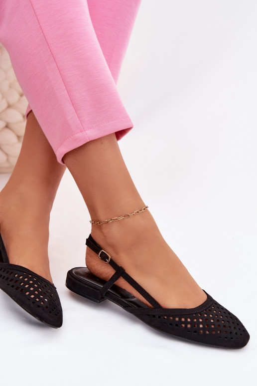 Ballerine traforatein ecopelle scamosciatau colore nero Farivelle