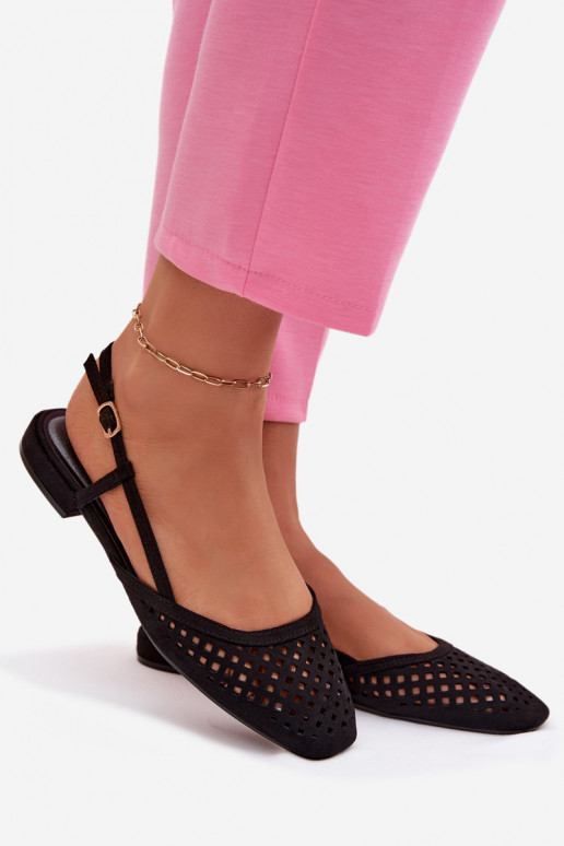 Ballerine traforatein ecopelle scamosciatau colore nero Farivelle