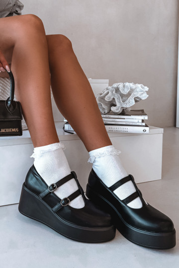 Scarpe donna nere con plateau e cinturini Jesivelle 2