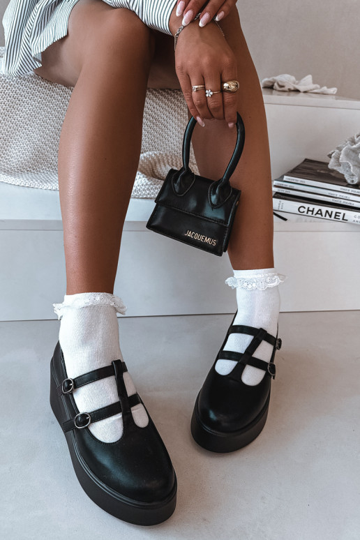 Scarpe donna nere con plateau e cinturini Jesivelle
