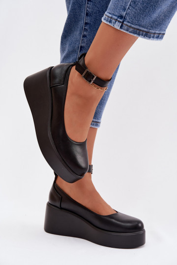 Scarpe donna nere con plateau e cinturini Belvissa