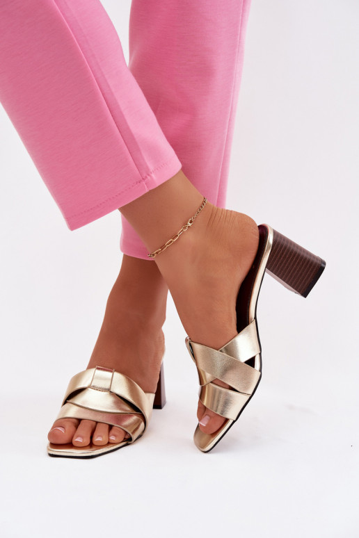 Pantofole da donna con i tacchi con strisce Eko Pelle colore dorato Corivelle