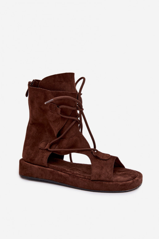 Sandali da donna in ecopelle scamosciataoAe con uno stivale I INiązaniem CzekoladoAe Ferlisse