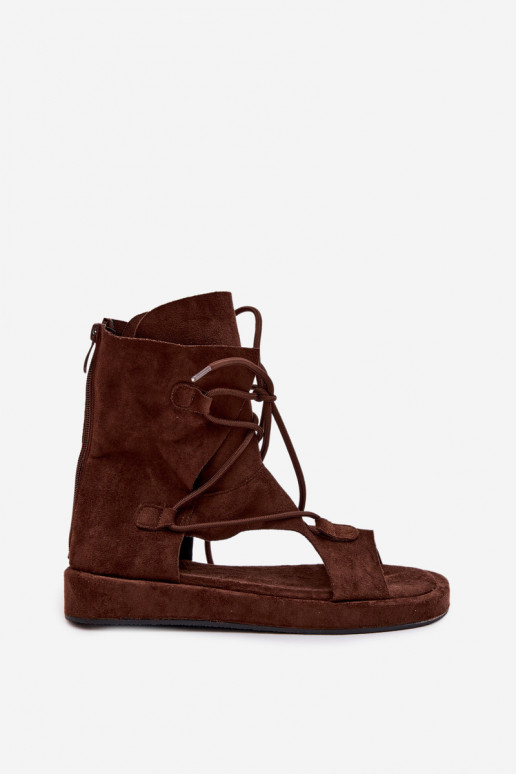 Sandali da donna in ecopelle scamosciataoAe con uno stivale I INiązaniem CzekoladoAe Ferlisse