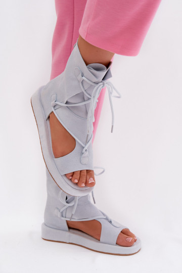 Sandali da donna in ecopelle scamosciataoAe con uno stivale I INiązaniem azzurro Ferlisse