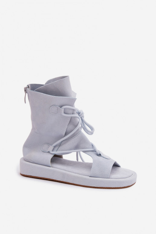 Sandali da donna in ecopelle scamosciataoAe con uno stivale I INiązaniem azzurro Ferlisse