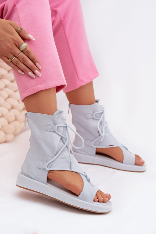 Sandali da donna in ecopelle scamosciataoAe con uno stivale I INiązaniem azzurro Ferlisse