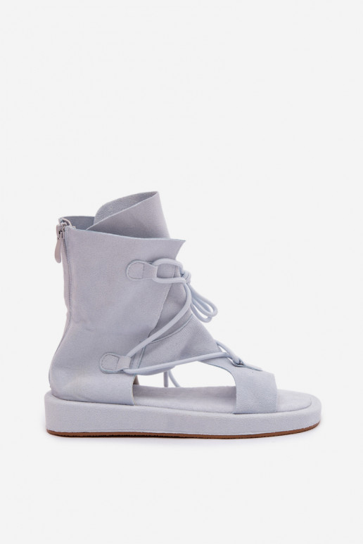 Sandali da donna in ecopelle scamosciataoAe con uno stivale I INiązaniem azzurro Ferlisse