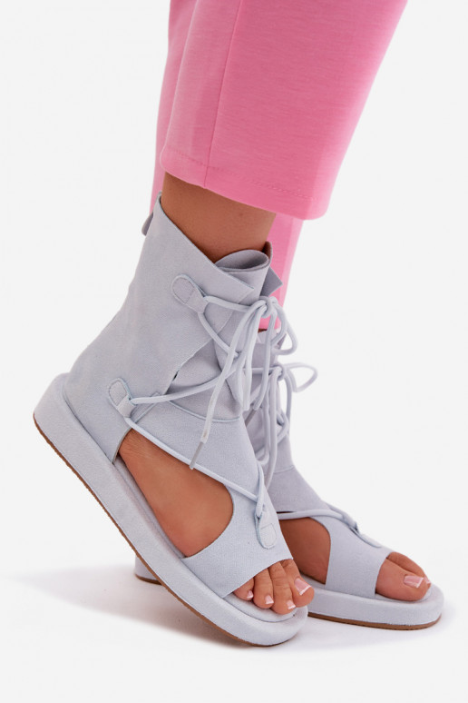 Sandali da donna in ecopelle scamosciataoAe con uno stivale I INiązaniem azzurro Ferlisse