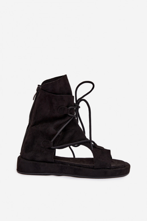 Sandali da donna in ecopelle scamosciataoAe con uno stivale I INiązaniem colore nero Ferlisse