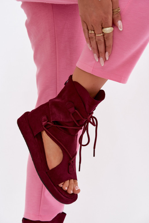 Sandali da donna in ecopelle scamosciataoAe con uno stivale I INiązaniem Borgogna Ferlisse