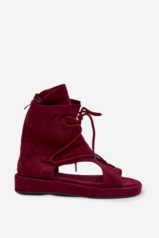 Sandali da donna in ecopelle scamosciataoAe con uno stivale I INiązaniem Borgogna Ferlisse