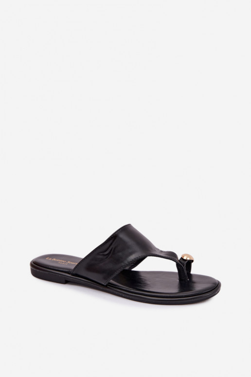 Pantofole Appartamento delle donne Eko Pelle Ze colore doratom Detalem colore nero Lavessa