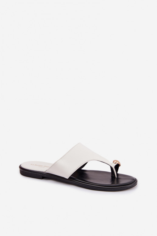 Pantofole Appartamento delle donne Eko Pelle Ze colore doratom Detalem Colore bianco Lavessa