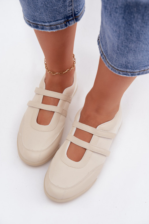 Stile sportivo Ballerine Femminile con strisce beige Farvessa