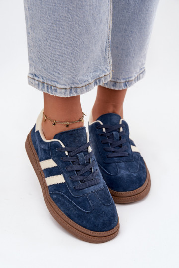 Scarpe sportive da donna in suede con plateau blu scuro Sylviona