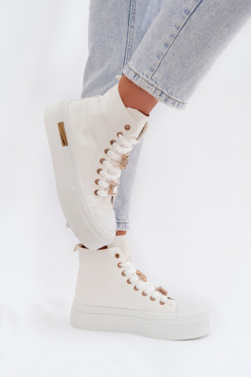 Scarpe casual da donna con plateau e decorazioni "Gracella" color bianco