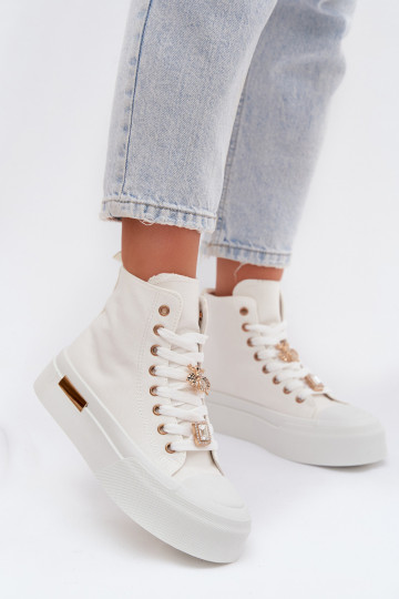 Scarpe casual da donna con plateau e decorazioni "Gracella" color bianco 2
