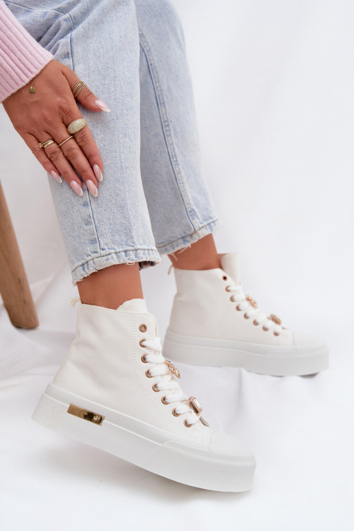 Scarpe casual da donna con plateau e decorazioni "Gracella" color bianco