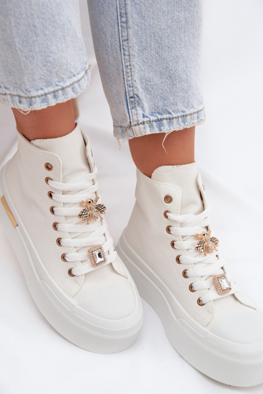 Scarpe casual da donna con plateau e decorazioni "Gracella" color bianco