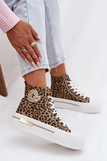 Sandali platform con tacco leopardati Meloria