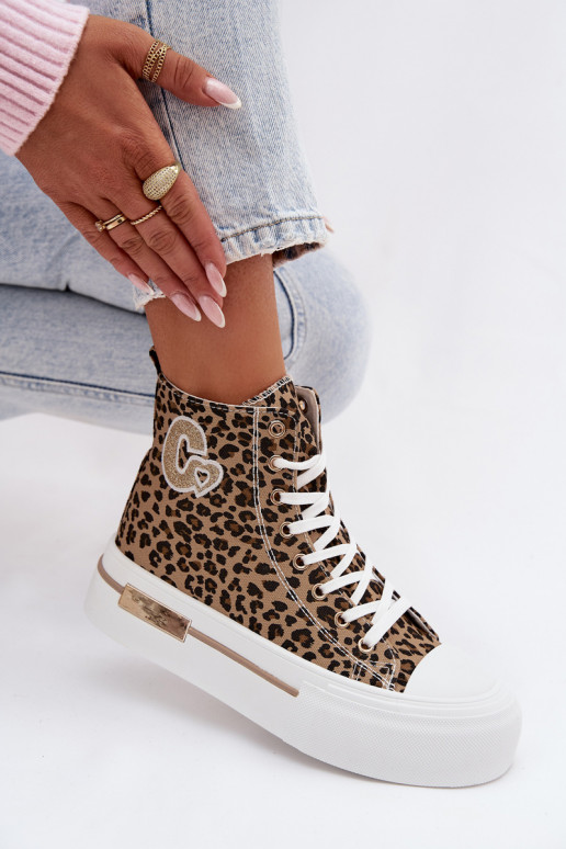 Sandali platform con tacco leopardati Meloria
