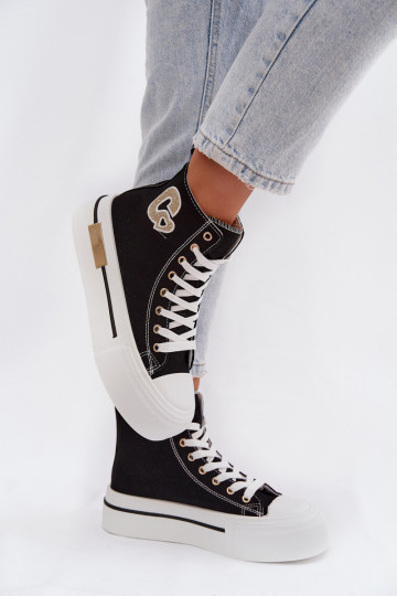 Sandali platform con tacco neri Meloria