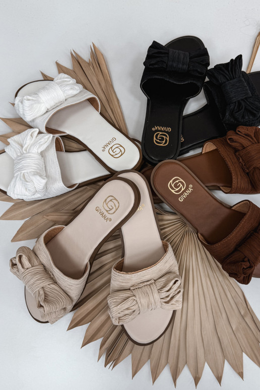 Infradito da donna con tacco largo e fiocchi color sabbia Amivelle