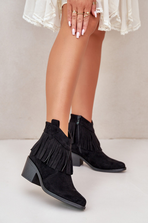 stivali stile coAboy Femminile Al Castello in ecopelle scamosciataoAe colore nero S.Barski HY42-127