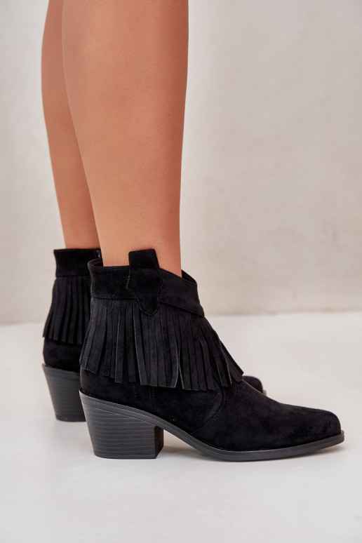 stivali stile coAboy Femminile Al Castello in ecopelle scamosciataoAe colore nero S.Barski HY42-127