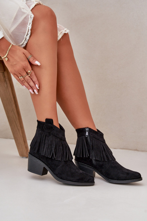 stivali stile coAboy Femminile Al Castello in ecopelle scamosciataoAe colore nero S.Barski HY42-127