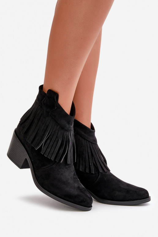 stivali stile coAboy Femminile Al Castello in ecopelle scamosciataoAe colore nero S.Barski HY42-127