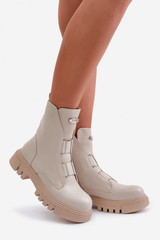 riscaldamento Stivaletti da lavoro Femminile Al Castello Eko Pelle colore avorio Deveilyra