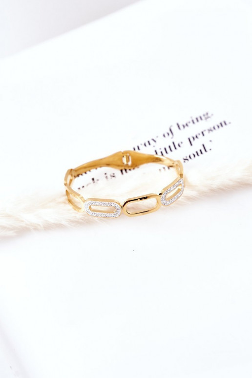 Bracciale in acciaio con gli occhi scintillanti colore dorato