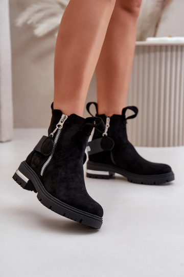 riscaldamento Stivali da donna con cerniere colore nero Calvaro