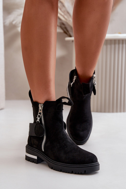 riscaldamento Stivali da donna con cerniere colore nero Calvaro