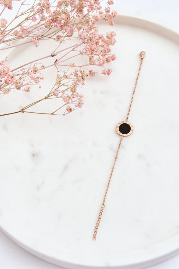 Bracciale da donna in stile celebrità neri con cerchio color rosa oro 2