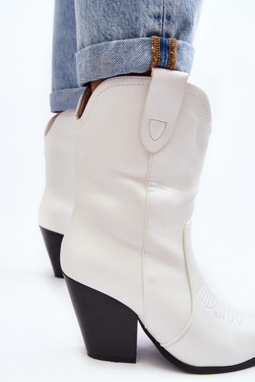 Femminile stivali stile coAboy con i tacchi Colore bianco Melaitia