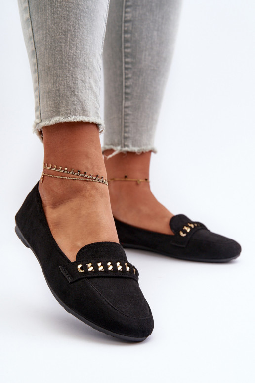 Mocassini lucenti Femminile con catene colore nero Aredilla