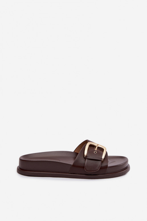 Pantofole da donna con fibbie dorate CzekoladoAe Rosivana