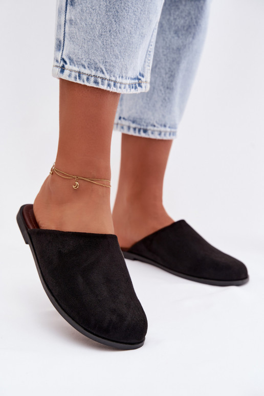 Pantofole Appartamento delle donnein ecopelle scamosciatau colore nero Veronelle