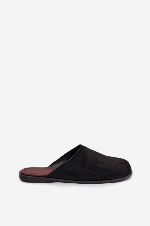 Pantofole Appartamento delle donnein ecopelle scamosciatau colore nero Veronelle