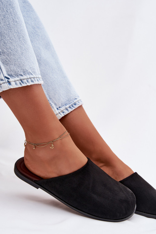 Pantofole Appartamento delle donnein ecopelle scamosciatau colore nero Veronelle