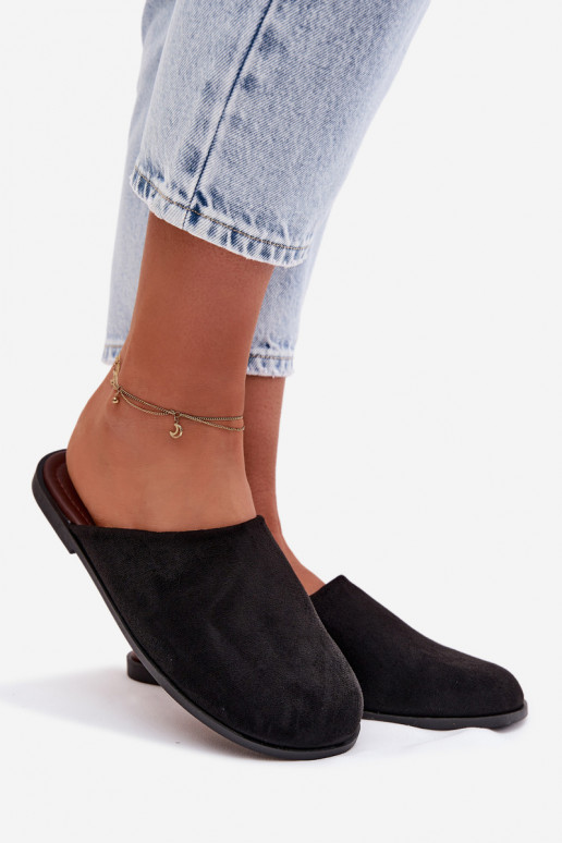 Pantofole Appartamento delle donnein ecopelle scamosciatau colore nero Veronelle