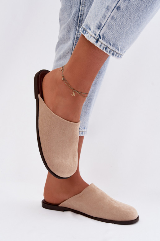 Pantofole Appartamento delle donnein ecopelle scamosciatau beige Veronelle