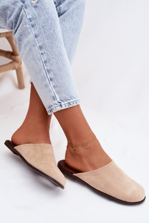 Pantofole Appartamento delle donnein ecopelle scamosciatau beige Veronelle