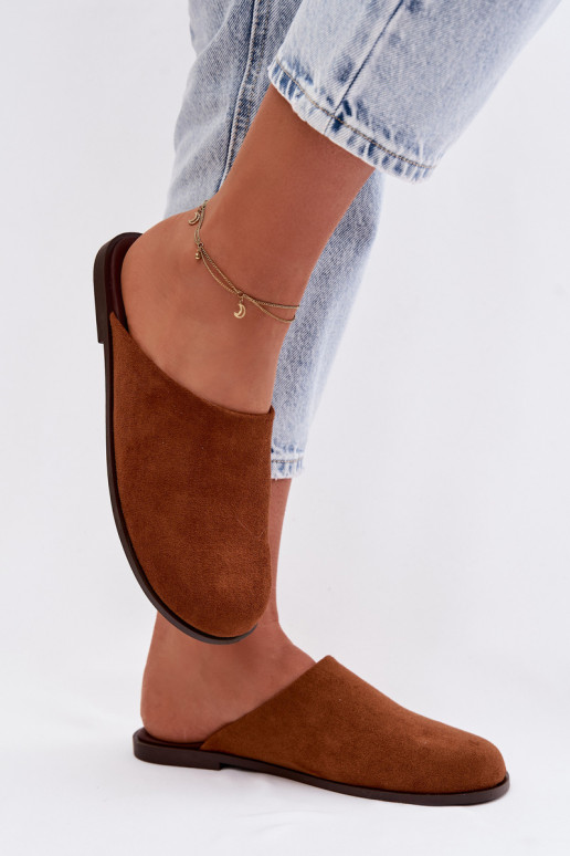 Pantofole Appartamento delle donnein ecopelle scamosciatau colore marrone Veronelle