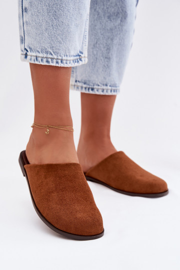 Pantofole Appartamento delle donnein ecopelle scamosciatau colore marrone Veronelle 2