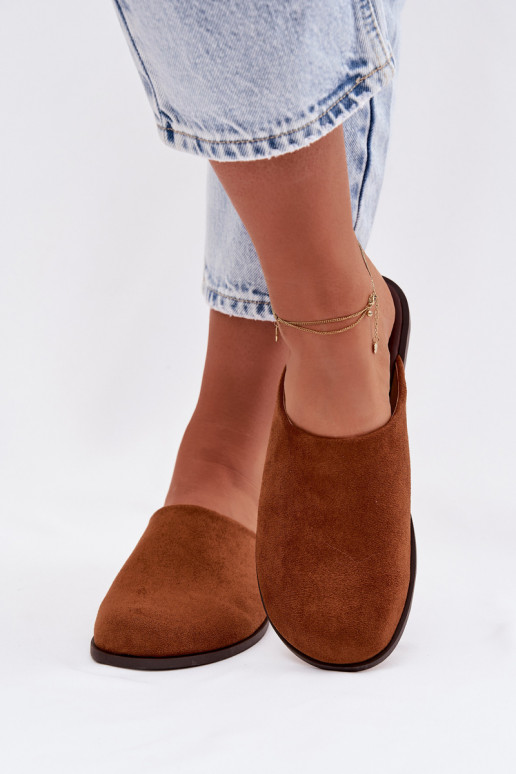 Pantofole Appartamento delle donnein ecopelle scamosciatau colore marrone Veronelle